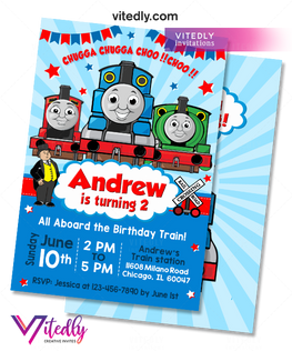 Thomas the Train Invitation with FREE Thank you card