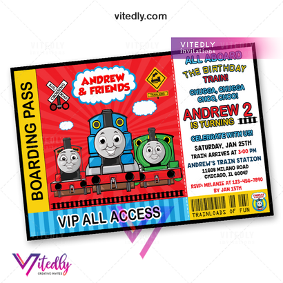 Thomas the Train Invitation, Thomas the Train Birthday Invitation