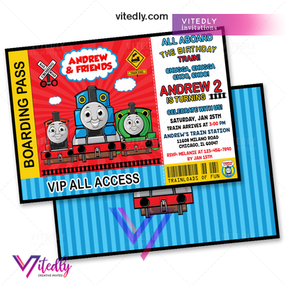 Thomas the Train Invitation, Thomas the Train Birthday Invitation