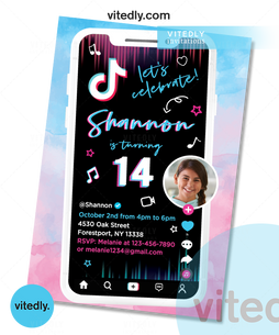 Tiktok Invitation, Tiktok Birthday Invitation, Tiktok invite
