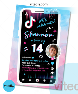 Tiktok Invitation, Tiktok Birthday Invitation, Tiktok invite