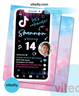 Tiktok Invitation, Tiktok Birthday Invitation, Tiktok invite