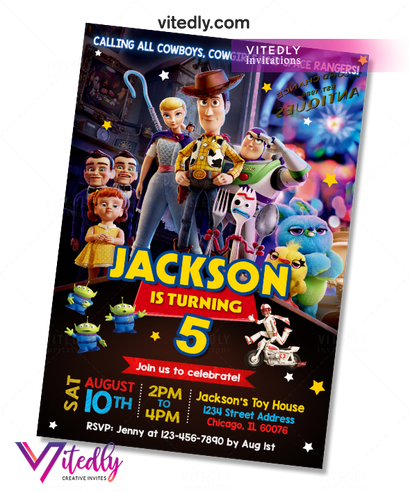 Toy Story 4 Invitation, Toy Story Birthday Invitation