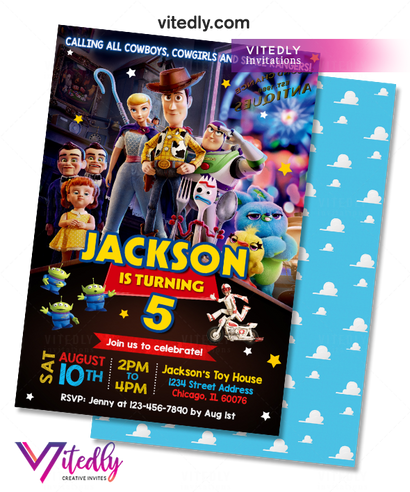 Toy Story 4 Invitation, Toy Story Birthday Invitation