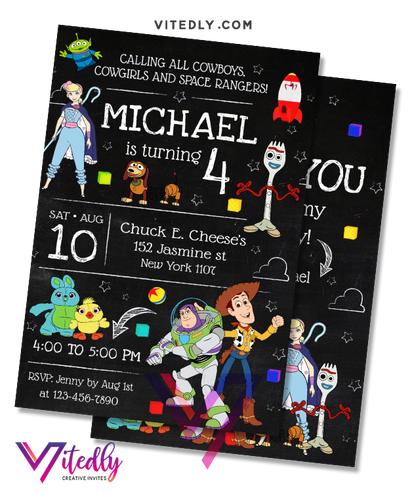 TOY STORY ANIMATED VIDEO BIRTHDAY INVITATION WITH YOUR CHOICE OF