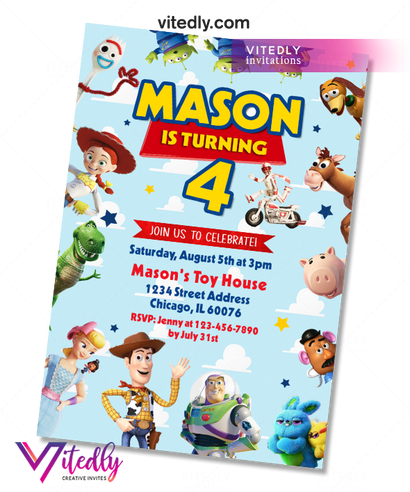 Toy Story 4 Birthday Invitations 