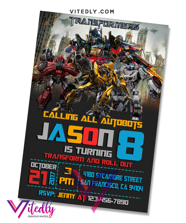 Transformers Birthday Invitation, Transformers Invitations – Vitedly