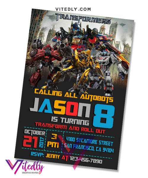 Transformers Birthday Invitation, Transformers Invitations – Vitedly