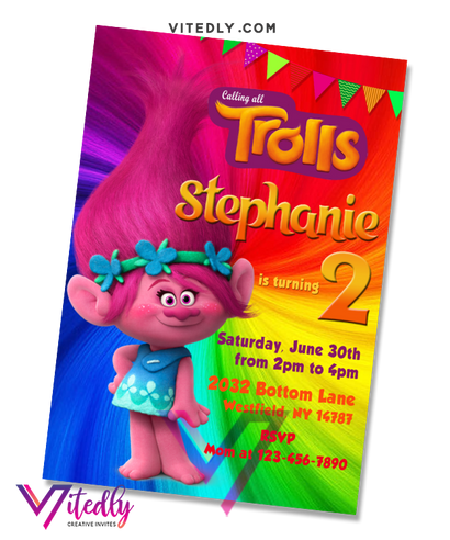 Trolls Birthday Invitation