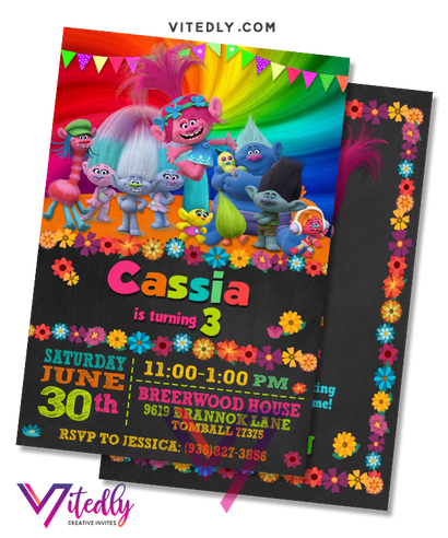 Trolls Birthday Invitation