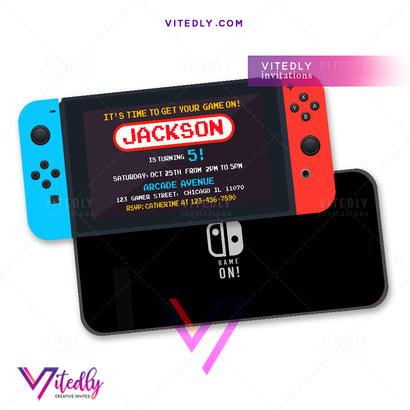Nintendo Switch Birthday Invitation, Video Game Invitations, Game Console Invitation