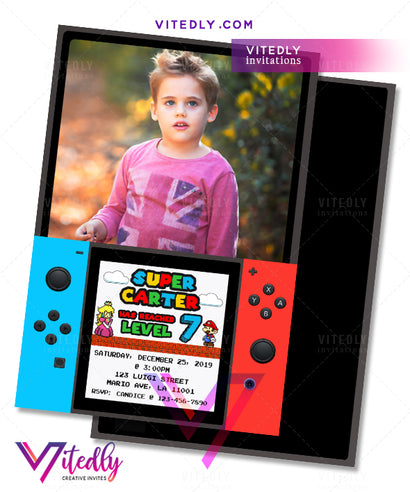 Nintendo Switch Birthday Invitation, Nintendo Switch Invitations – Vitedly