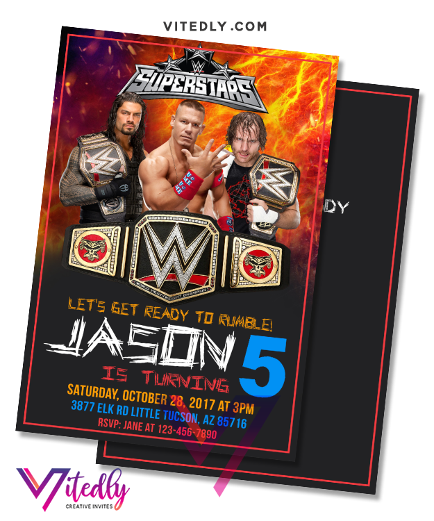 WWE Birthday Invitation, WWE Invitations, Wrestling Invitaitons – Vitedly wwe-birthday-invitation-wwe-invitations-wrestling-invitaitons-vitedly