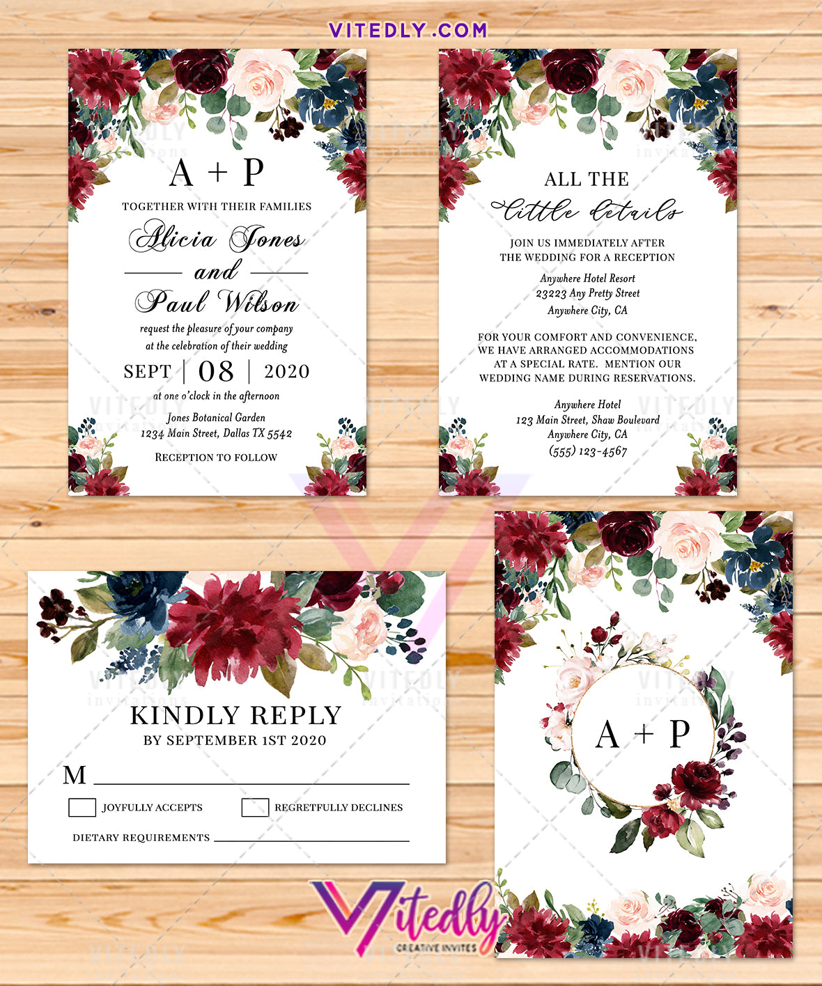 Floral Wedding invitation Set