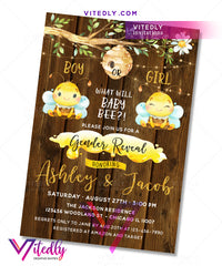 What will Baby Bee Gender Reveal Birthday Invitation Rustic