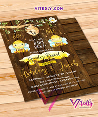 What will Baby Bee Gender Reveal Invitation Rustic
