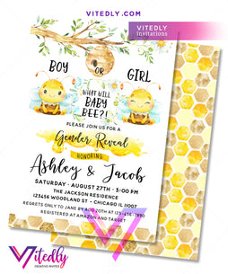 What will Baby Bee Gender Reveal Invitation