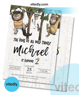 Where The Wild Things Are Invitation, Where The Wild Things Are Birthday Invitation, Let The Wild Rumpus Start