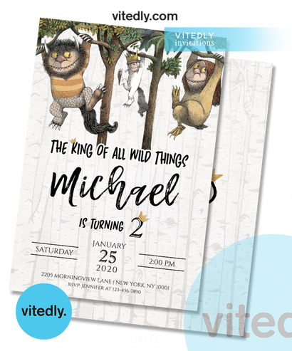 Where The Wild Things Are Invitation, Where The Wild Things Are Birthday Invitation, Let The Wild Rumpus Start