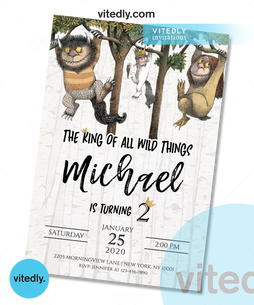 Where The Wild Things Are Invitation, Where The Wild Things Are Birthday Invitation, Let The Wild Rumpus Start