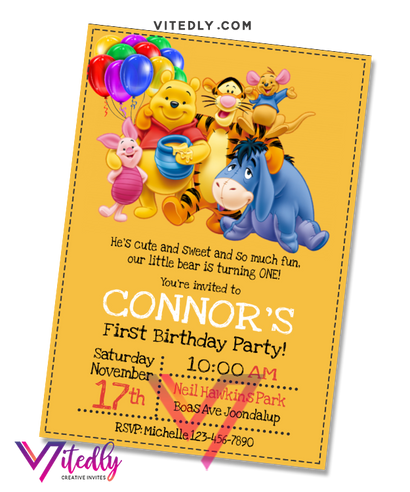 Winnie the Pooh Birthday Invitation