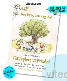Classic Winnie The Pooh Invitations
