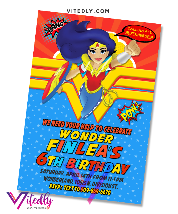 Wonder Woman Invitation, Wonder Woman Birthday Invitation – Vitedly