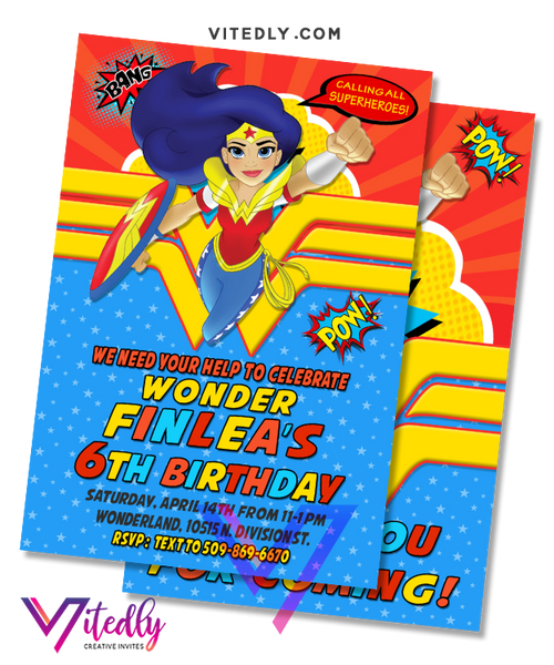 Wonder Woman Invitation, Wonder Woman Birthday Invitation – Vitedly