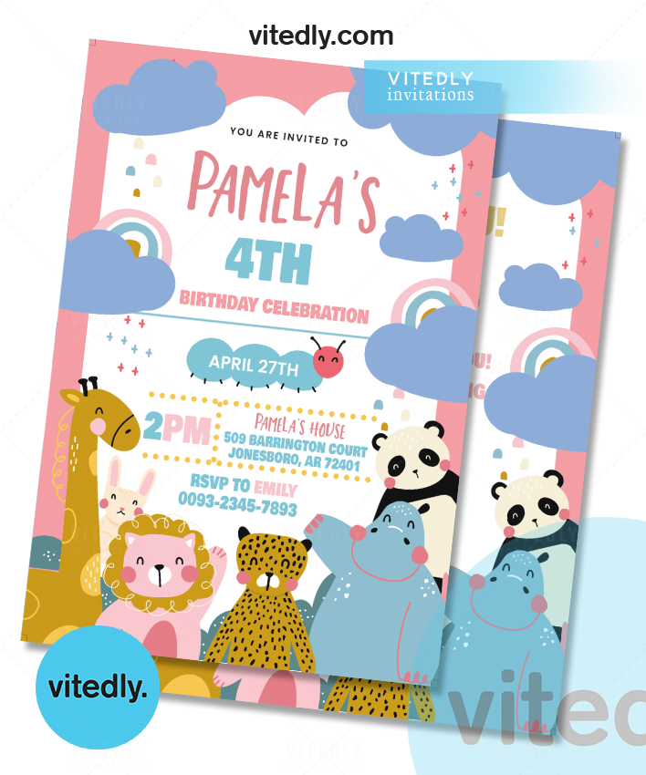 Party Animals Birthday Invitation | Wild One Animals Invitation
