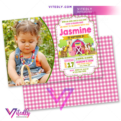 Farm Themed Birthday Party Invitations, Farm Theme party, Farm Themed birthday party, Barnyard invitations with Photo