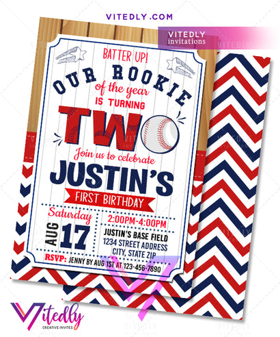 Baseball Invitations, Baseball Birthday Invitations, Baseball Party Invitation, Baseball Themed Birthday Party, first birthday invitation
