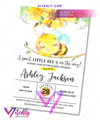 Bee baby shower birthday invitation