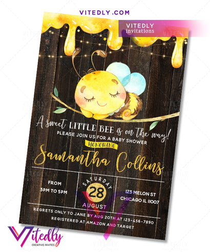 Bumble Bee Baby Shower Birthday Invitation