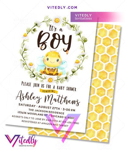 Bee Baby Shower Invite