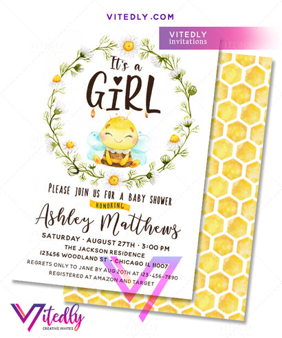 Bumble Bee Baby Shower Invitations