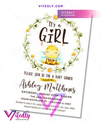 It's a Girl Bumble Bee Baby Shower Invitations