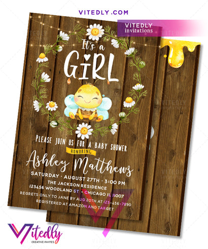 Honey Bee Baby Shower Invitations