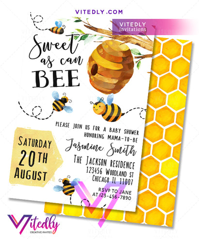 Bee baby shower invitation