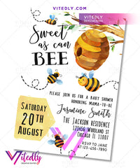 Bee Baby Shower Birthday Invitation
