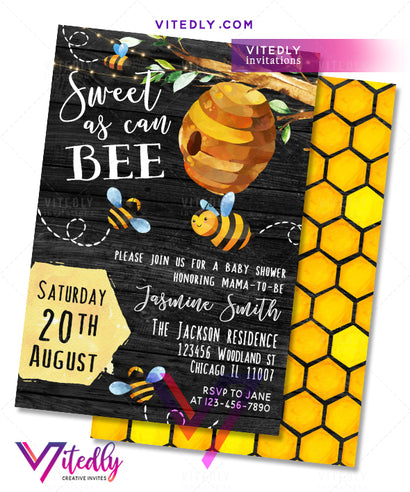Bee baby shower invitation