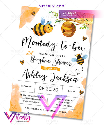 Bee Baby Shower Invitation