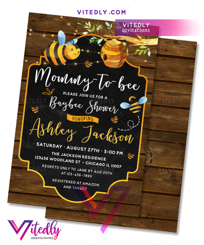 Bee baby shower invitation