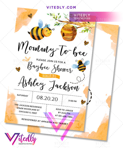 Bee Baby Shower Invitation