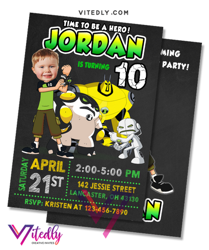 Ben 10 Birthday Invitation, Ben 10 Invitation