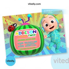 Cocomelon Birthday Invitation with FREE Thank you card!