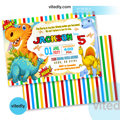 Dinosaur Birthday Invitation, Dino Invitation, Dinosaur Invitation with FREE Thank You Card!