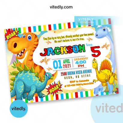 Dinosaur Birthday Invitation, Dino Invitation, Dinosaur Invitation with FREE Thank You Card!