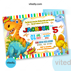 Dinosaur Birthday Invitation, Dino Invitation, Dinosaur Invitation with FREE Thank You Card!