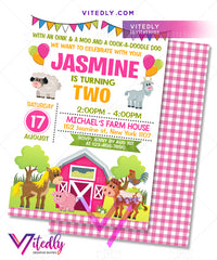 Farm Theme Party Invitations for girls, Barnyard Theme Party for girls, Farm Theme party for girls, Farm Themed birthday party, Barnyard invitations for girls