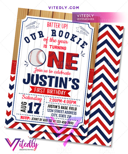 Baseball Invitations, Baseball Birthday Invitations, Baseball Party Invitation, Baseball Themed Birthday Party, first birthday invitation
